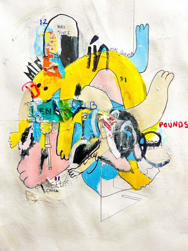 Edgar Moza Untitled #44, mixed media on paper, 9"x12", 2022