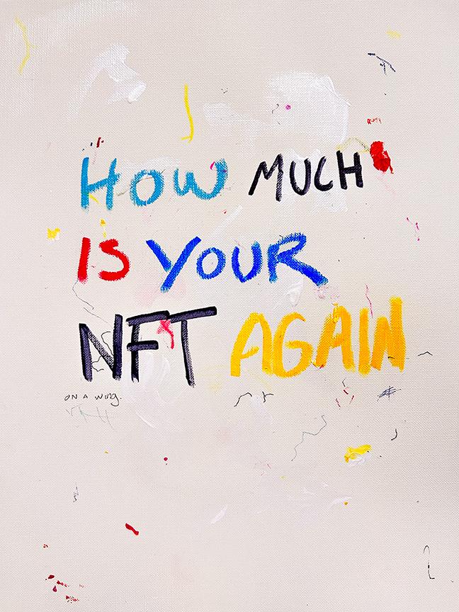 Edgar Moza How much is your NFT again? mixed media on paper, 9"x12", 2022