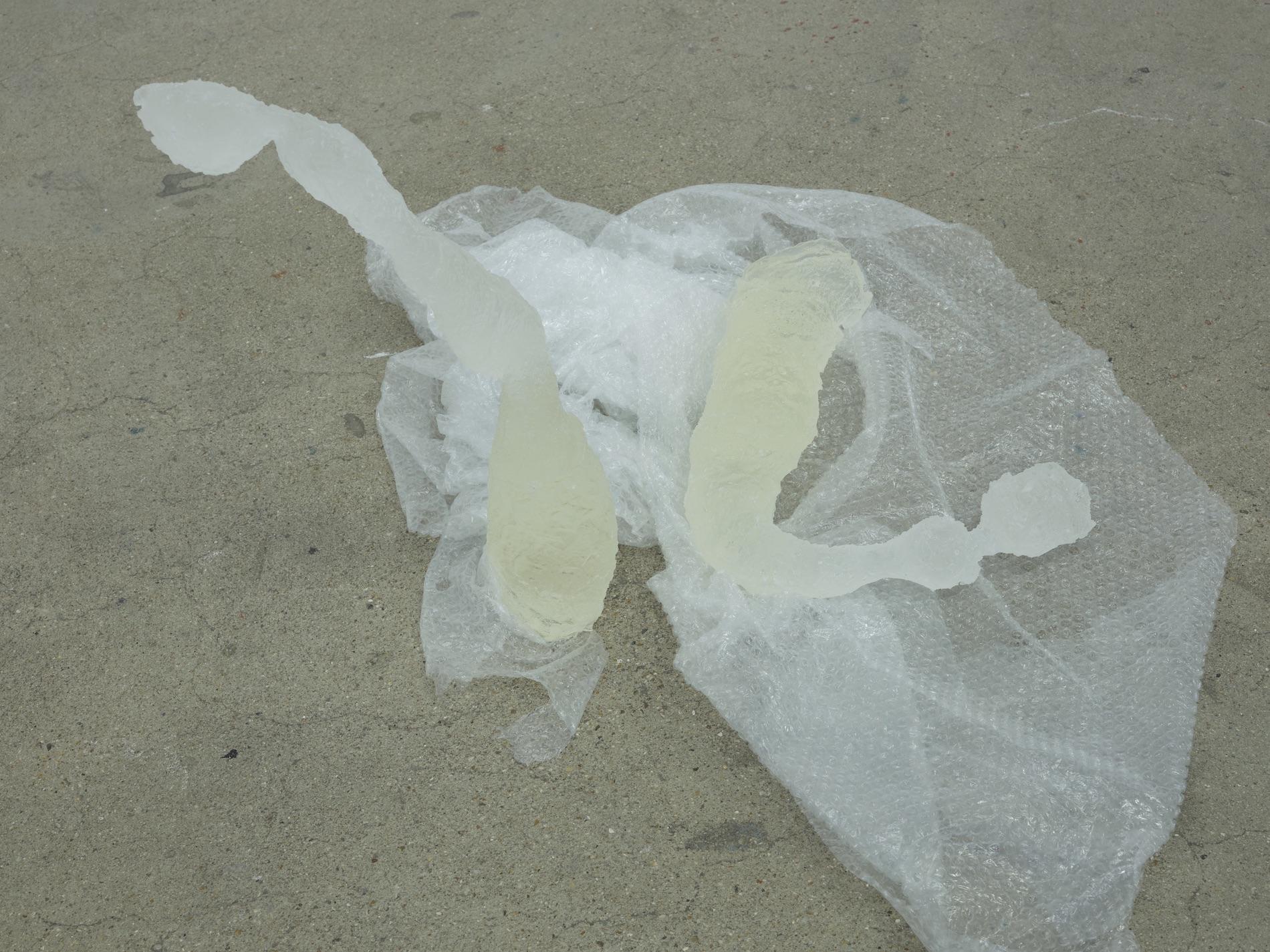 She’s Thrown a Shoe, 2022, Resin sculptures, resin legs concrete, bubble wrap, approximately 1.5 ft x 1-4 in. Meghan Murphy